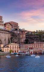 Homes and Hotels in a touristic town on the seafront. Sorrento, Compania, Italy