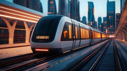 Fototapeta premium A futuristic city with cutting-edge transportation systems and energy-efficient infrastructures