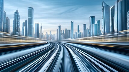 Fototapeta premium A futuristic city with cutting-edge transportation systems and energy-efficient infrastructures