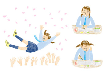 受験と女子学生のセット（手書き）12