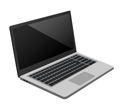 Laptop on a white background. Vector 3D clipart isolated on white background.