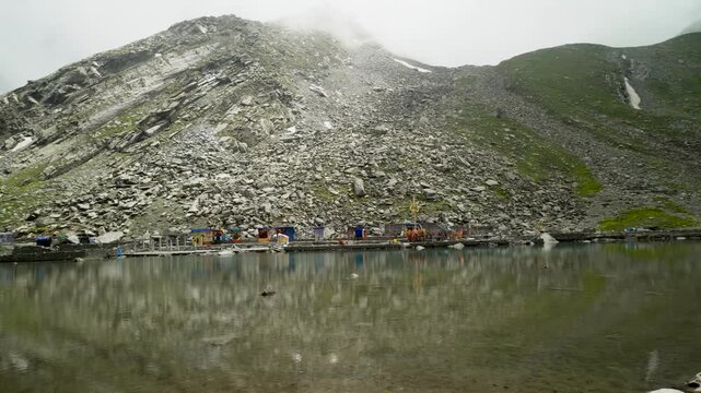 Manimahesh Lake, nestled in Himachal Pradesh's Higher Himalayas, is a sacred pilgrimage site for Hindus and Buddhists, dedicated to Lord Shiva.