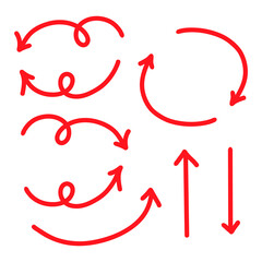 シンプルなペンの手書きの矢印セット ベクター 赤