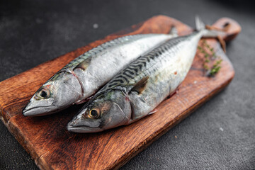 mackerel fish raw seafood fresh food snack on the table copy space food background
