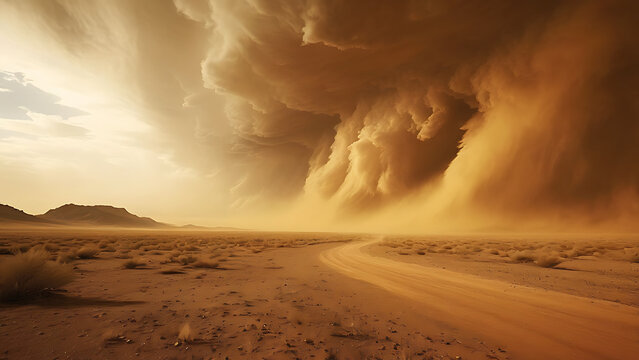 Dust storm rolling across the desert
