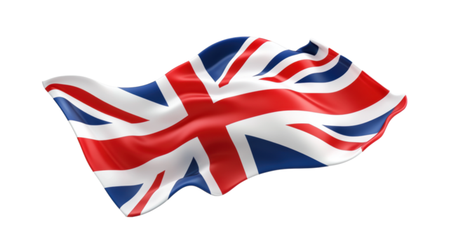 UK flag waving on transparent background