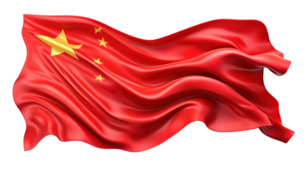 Chinese National Flag on Transparent Background