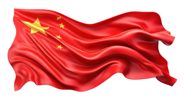 Chinese National Flag on Transparent Background