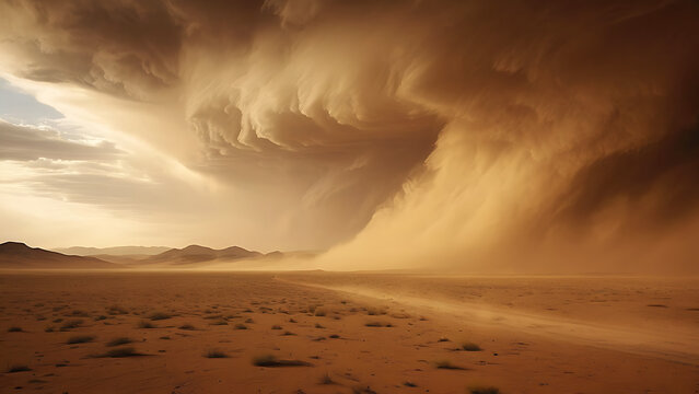 Dust storm rolling across the desert
