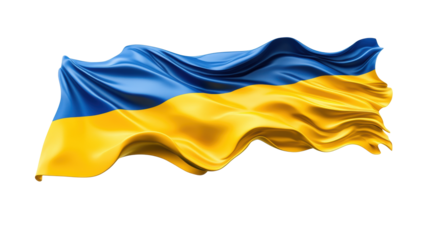 Ukrainian flag waving on a transparent background