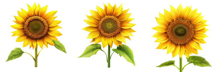 Fototapeta premium Bright and cheerful sunflowers showcasing their vibrant yellow petals, perfect for nature-themed designs and summer illustrations.