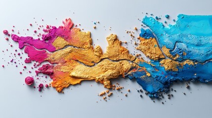 Obraz premium An Abstract Journey: A Vivid, Modern Artistic Map Depicting Travels with Striking Colors and Textures in an Engaging Design.