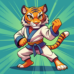 tiger karate kimono judo taekwondo vector sport mascot