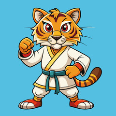 tiger karate kimono judo taekwondo vector sport mascot