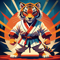 tiger karate kimono judo taekwondo vector sport mascot