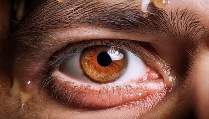 Close Up of Brown Eye. Brown Iris. 