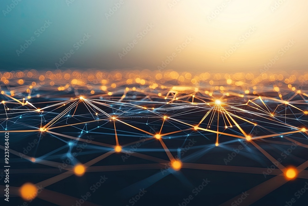 Aufkleber abstract digital network with glowing nodes and connections, symbolizing technology and innovation i