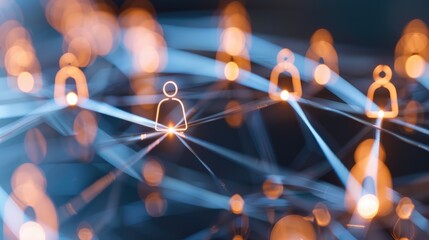 Business background, professional network connections visualized