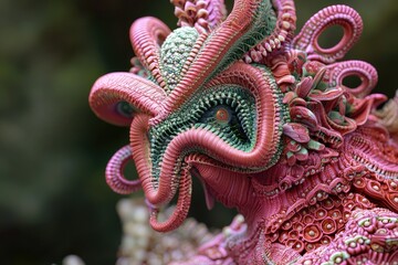 Obraz premium A vibrant and intricate sculpture showcasing unique organic textures and forms, perfect for artistic and nature-themed projects.