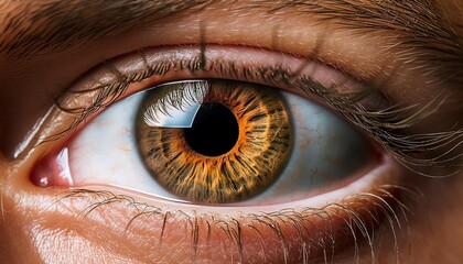 Fototapeta premium Close Up of Brown Eye. Brown Iris. 