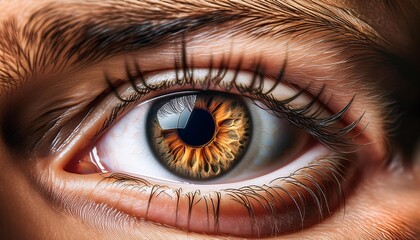 Naklejka premium Close Up of Brown Eye. Brown Iris. 