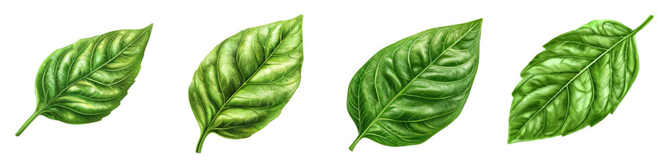 Obraz premium A collection of vibrant green leaves arranged elegantly, perfect for nature-themed designs and organic product packaging.