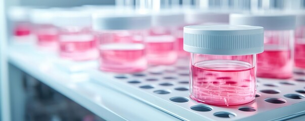 Brightly lit laboratory showcasing stem cell cultures under meticulous examination