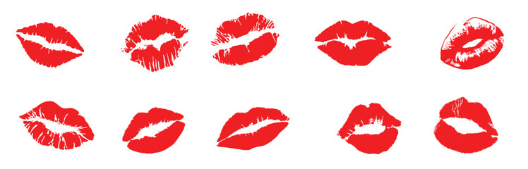  Print of lips kiss vector background.