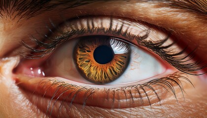 Close Up of Brown Eye. Brown Iris. 