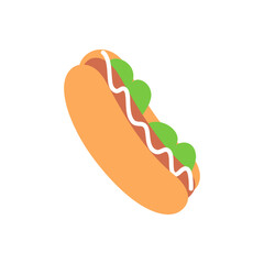Hot dog. Tasty fast food. Vector illustration.