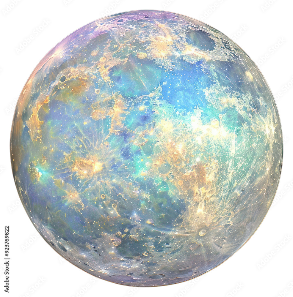 Poster png colorful moon surface in space