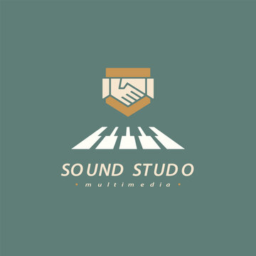 Music logo icon vector illustration Music Notes with Line Art Style for Chord Choir Concert or Song Sing Musical Symphony Sheet logo design
