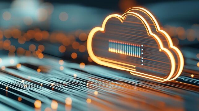 Vibrant cloud with light trails, depicting the rapid and efficient flow of data, Cloud networks, Artistic portrayal of how CDNs optimize global data delivery and storage