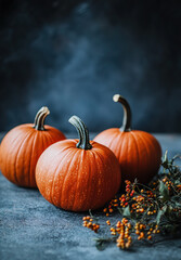 Pumpkins on table	