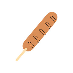 Corn dog. American street fast food. Vector illustration.
