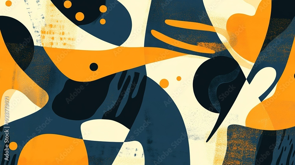 Poster abstract geometric design featuring bold shapes and contrasting colors in a dynamic layout