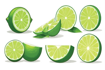 lime slices isolated on white background , top view.background, pattern, texture, food, isolated, nature, leaf, white, health, fruit, green, circle, leaves, lemon, agriculture, tropical, flat, healthy