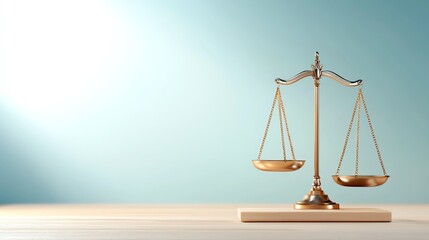 Elegant golden balance scale symbolizing justice and equality, perfect for legal and business themes.