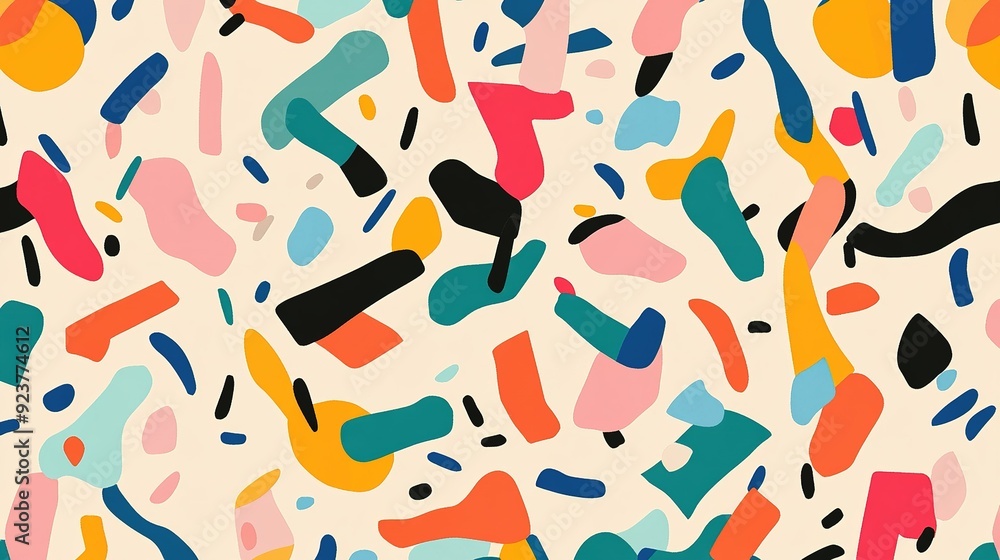 Aufkleber colorful abstract pattern with vibrant shapes and playful textures on a light background