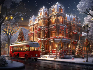 Obraz premium Fantastic New Year's Eve with a decorative tree and gifts