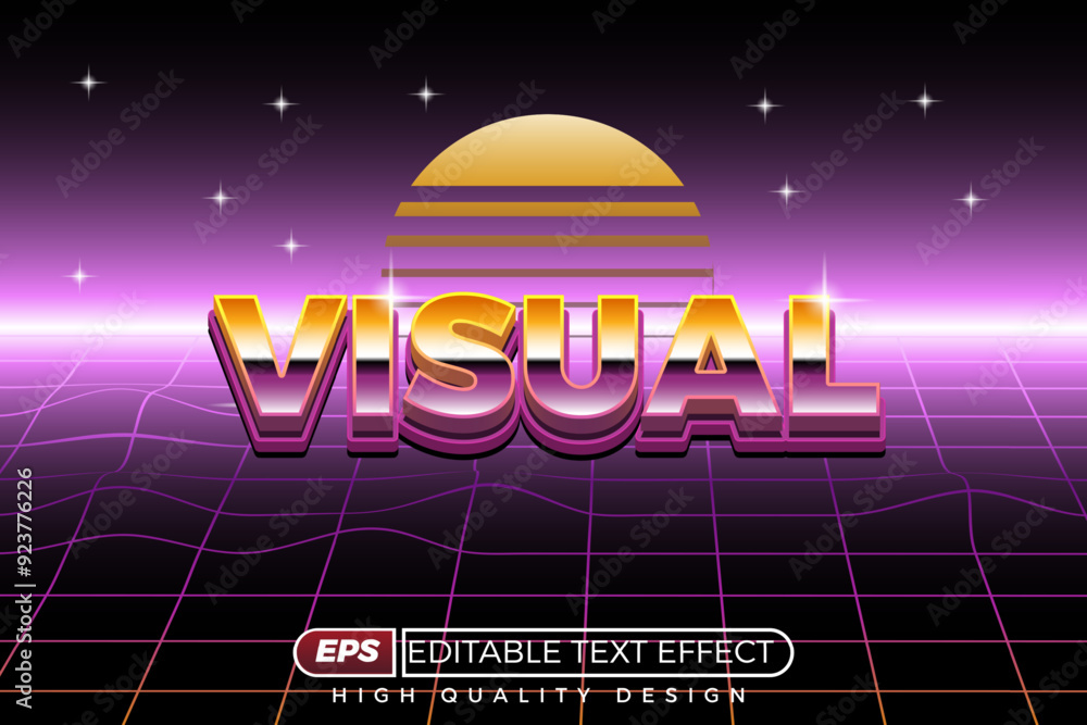 Poster editable 3d text effect visual