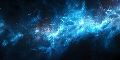 Blue Smoke and Magic on a Black Background with Starlight, Blending Business Elements. A Mysterious and Powerful Scene Merging the Ethereal with Corporate Themes. Capturing the Essence of Innovation, 