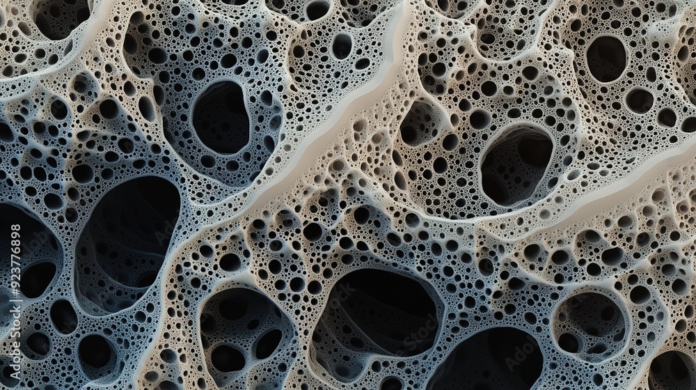 Aufkleber detailed view of textured material with numerous bubbles and voids under soft lighting