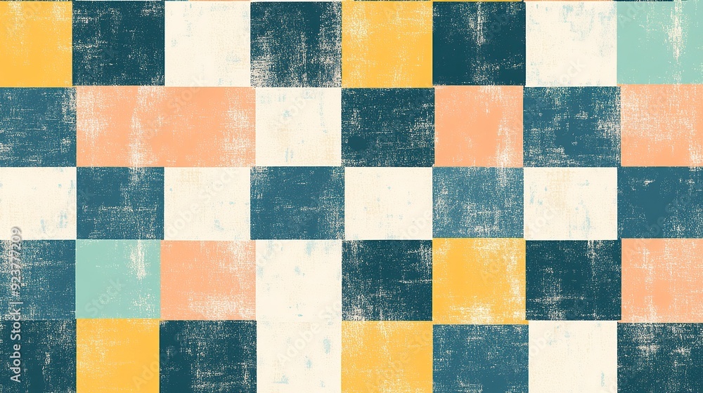 Aufkleber colorful abstract square pattern with textured surface, vibrant hues in a grid layout