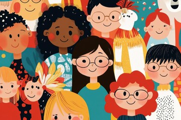 Global Cultural Studies Classroom with Diverse Students in Vibrant Vector Art Style