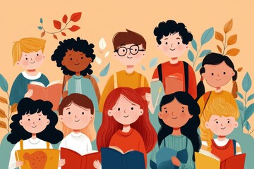 Diverse Cultural Studies Classroom Vector Illustration in Hand-Drawn Style