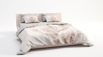 A photo of a bed with a reversible comforter
