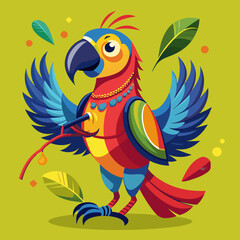 Fototapeta premium funny parrot, colorful feathers, cartoon parrot, talking parrot, happy bird, tropical bird, vibrant colors, parrot 