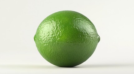 Vibrant fresh lime with detailed skin, isolated on white background