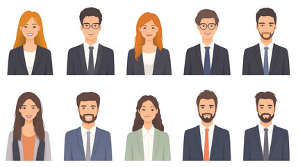 Set of office staff avatars, set of business people